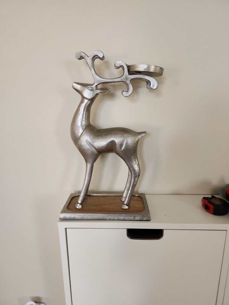 Silver Reindeer Candle Holder