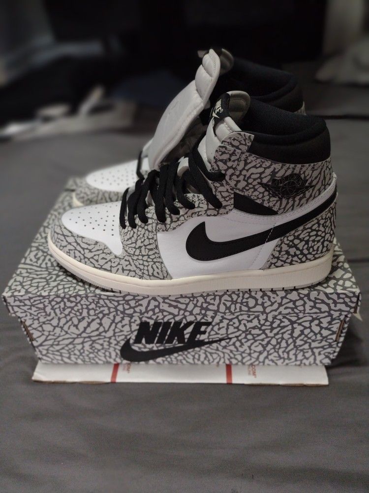 Jordan 1's OG High, White Cement Size 10 For Men, Brand New With Box