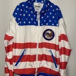 Tipsy Elves Windbreaker Jacket USApatriotic Eagle Jacket Lightweight Size M Flag