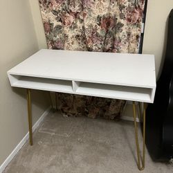Threshold Hairpin White Writing Desk With Brass Legs