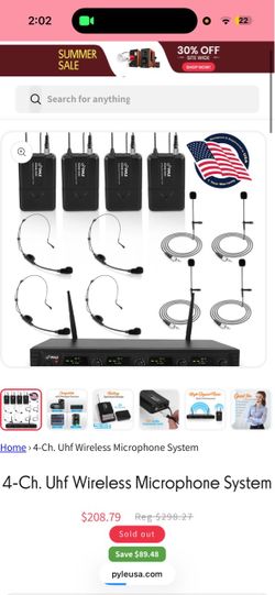 Pyle 4-Channel UHF Wireless Microphone System