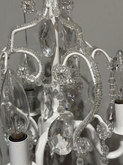 Small Chandelier White With Plastic Crystals