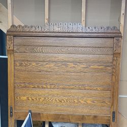 Antique Oak Headboard And Footboard