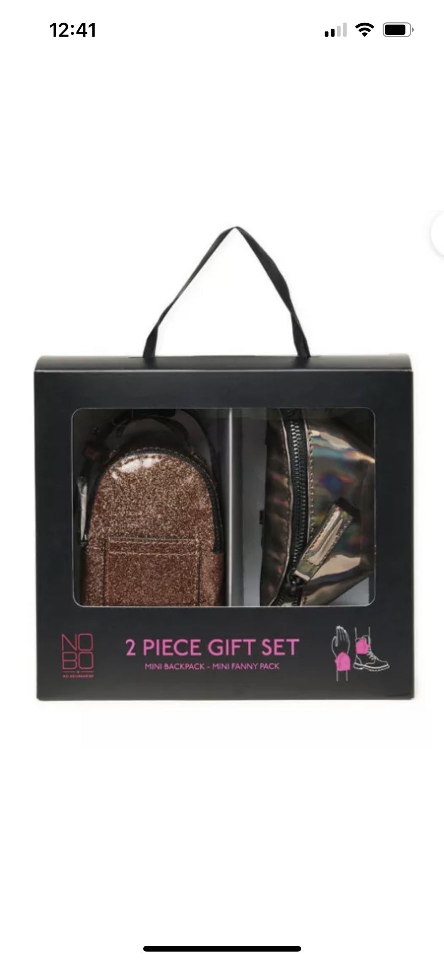 No Boundaries Women's Mini Backpack /bracelet Bag/Fanny Pack 2-Piece Gift Set Copper Blak