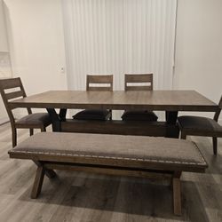 Dining Table 86" & Dining Chairs And Bench