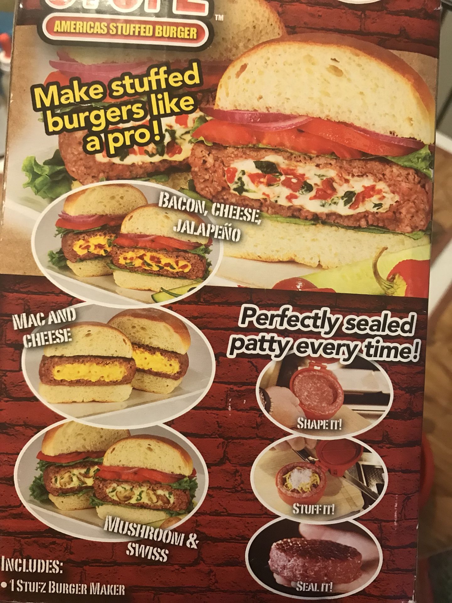 As-onTV Stufz Stuffed Burgers Press Sealed Sliders Regular Burgers Patty Maker BBQ Grilling and Gourmet Kitchen Tool