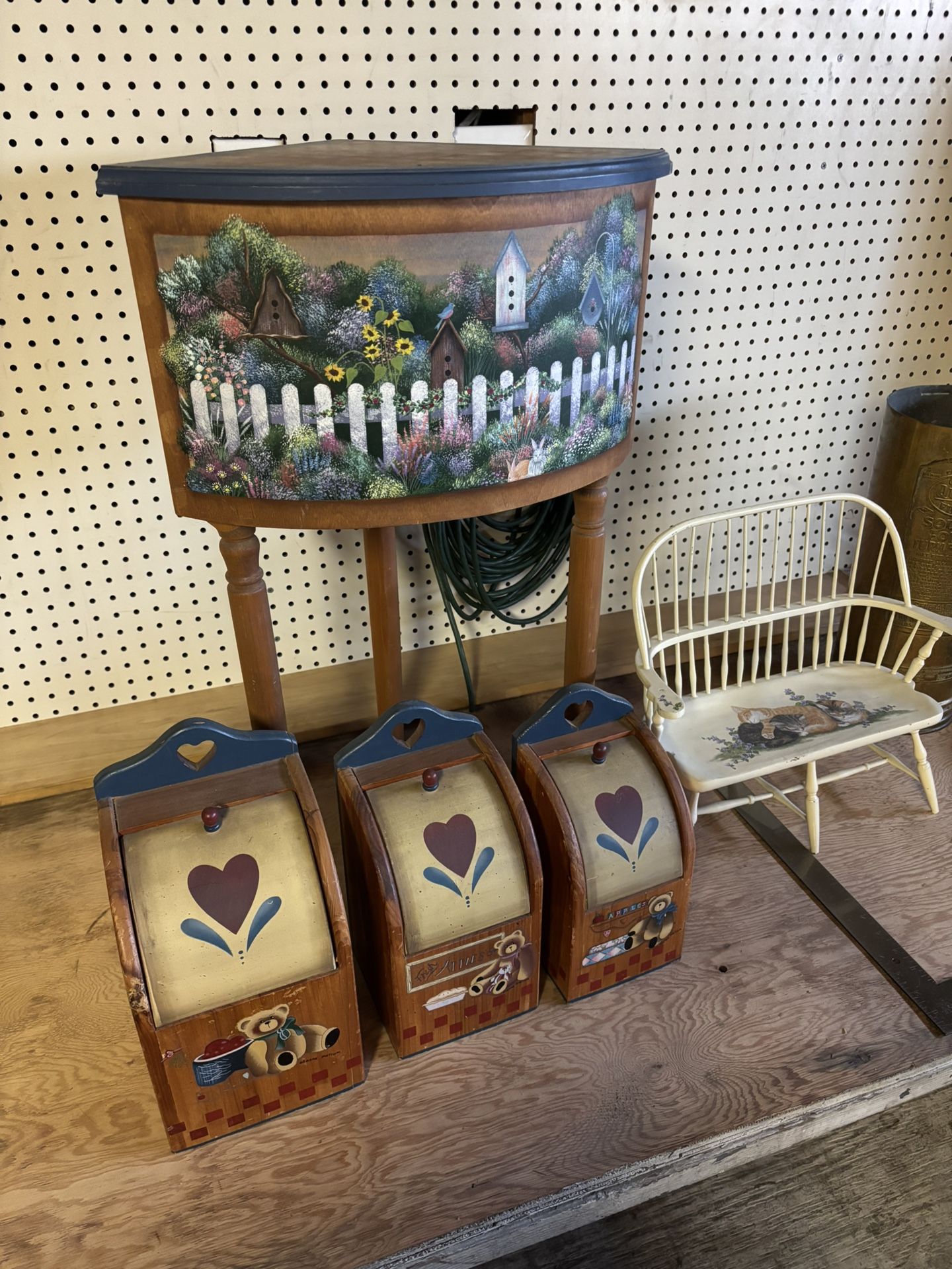 Hand Painted Canister Set Side Table Chair $20
