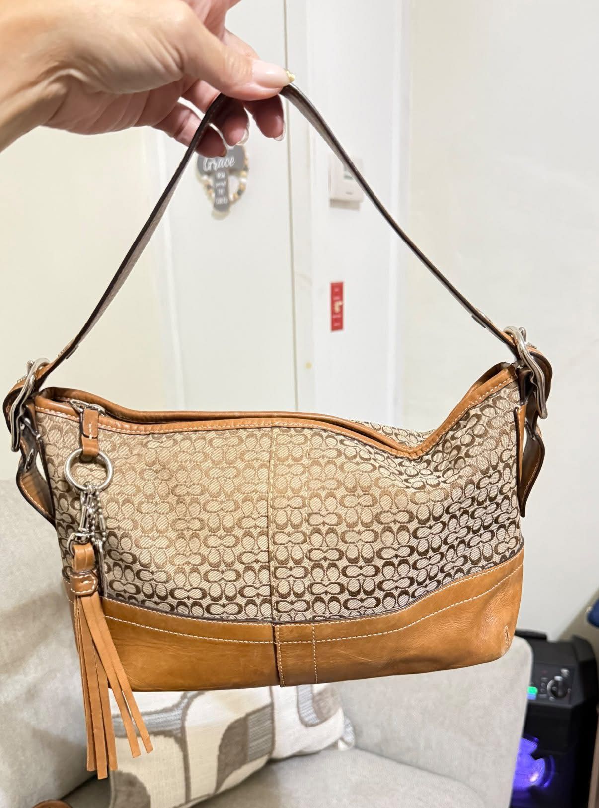 Coach Y2K Tan Signature Demi Pouch Shoulder Bag