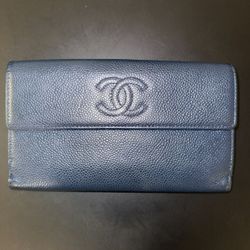 Chanel Timeless CC Blue Caviar Leather Wallet