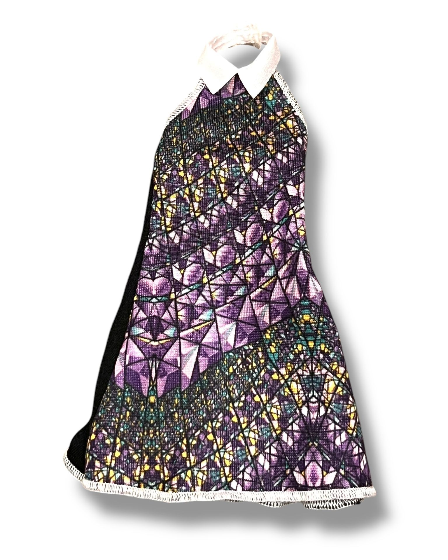 Barbie Short Sleeveless Purple, Black Dress w/ White Collar Fashion