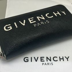 GIVENCHY Iconic Saffiano Leather Zip Long Wallet