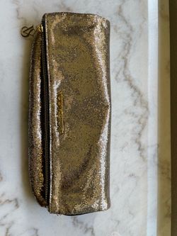 Victorias Secret Bling Gold Cosmetic Bag Clutch 10x12”
