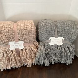 Berkshire Artisan Throw Blanket 50x70 grey or pink Blush available $25 each brand new 