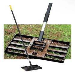 BlumeTrec Lawn Leveling Rake, 17"x10" Heavy Duty Sand Leveling Tool with 6.7FT Stainless Steel Long Handle, Golf Rake for Soil, Compost, Gravel, Lawn 