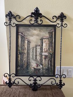 Decorative Wall Art with Ornate Metal Frame