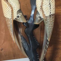 Vintage Parrot Statue Love Birds Hand Carved Bird Lover Statue