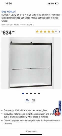 Shower Door For Tub 60/62 Bronze Color