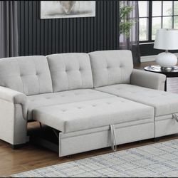 Modern Sleeper sectional With Storage Chaise - limited supply- zero interest Finance available- shop now pay later.  