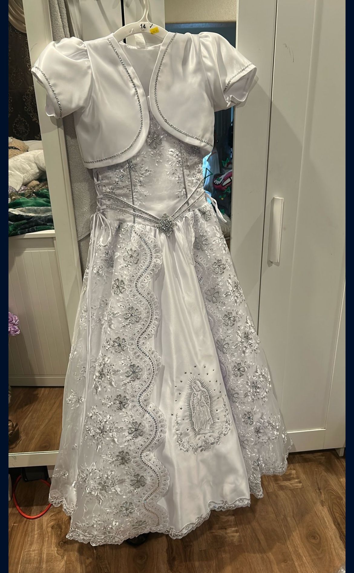 First Communion Dress With Vail Size 14