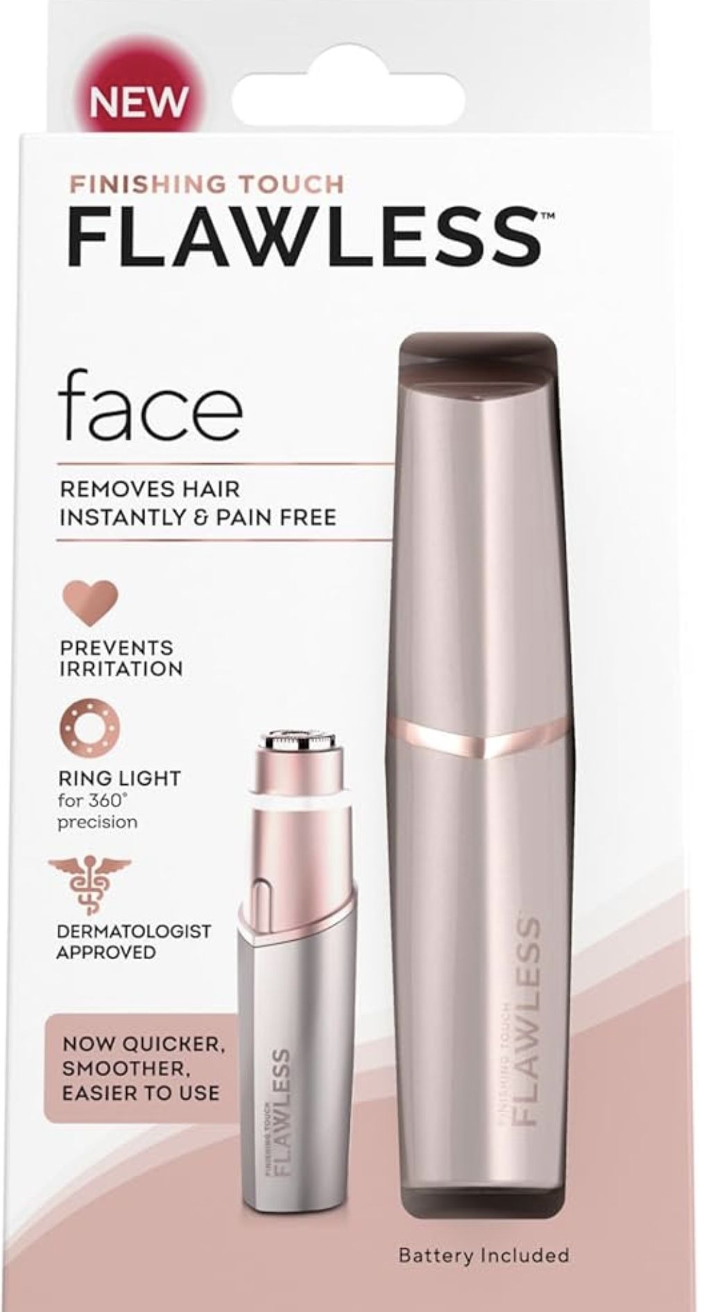 Finishing Touch Flawless Facial Hair Remover for Women, Rose Gold