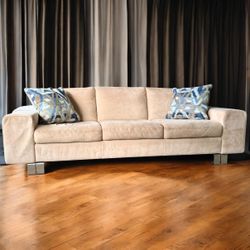 Beige Natuzzi Microfiber 90in Sofa