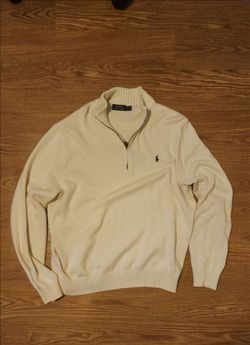 Polo ralph lauren quaterzip white with Navy blue pony