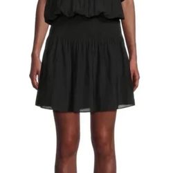 RAMY BROOK Rembi Shirred Blouson Dress Color Black Sz Large MSRP$425.00