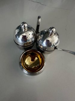 Silver Condiment Set with Spoons