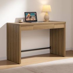 47-Inch Computer Desk, Home Office Desk Writing Desk with Drawer Farmhouse Study Executive Desk with Storage,Boho Makeup Vanity Table for Bedroom Dorm
