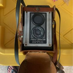 Old Antique Camera.  This Is a cool piece I found in an auction.  It Includes a leather case  with strap that it Snaps into, and added flash.  