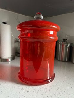 Red Glass jar with lid