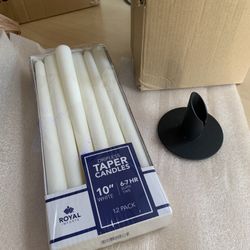 Taper Candles (12) & Taper Candle Holders (10)
