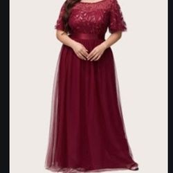 EVER-PRETTY Plus Flutter Sleeve Sequin Mesh Dress