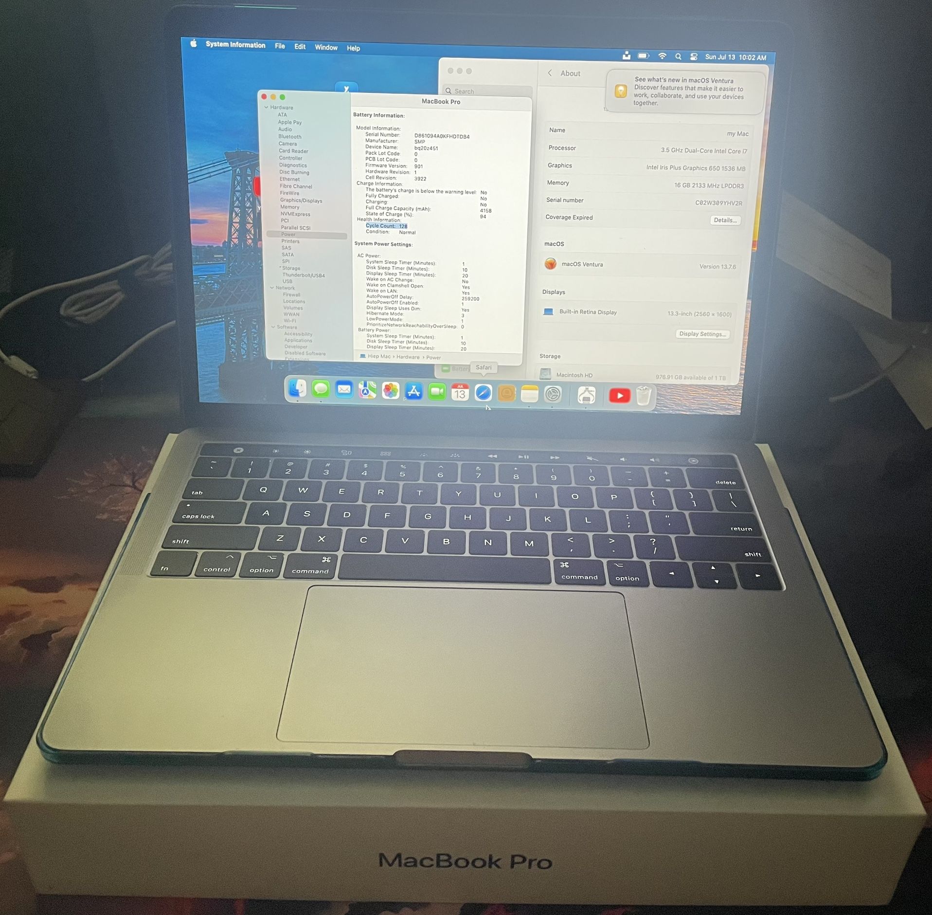 2017 MacBook Pro 13” – i7 / 16GB / 1TB SSD – $320
