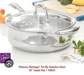 Princess Heritage® Tri-Ply Stainless Steel 10" Sauté Pan