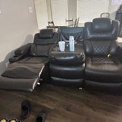 Leather Reclining Couch 