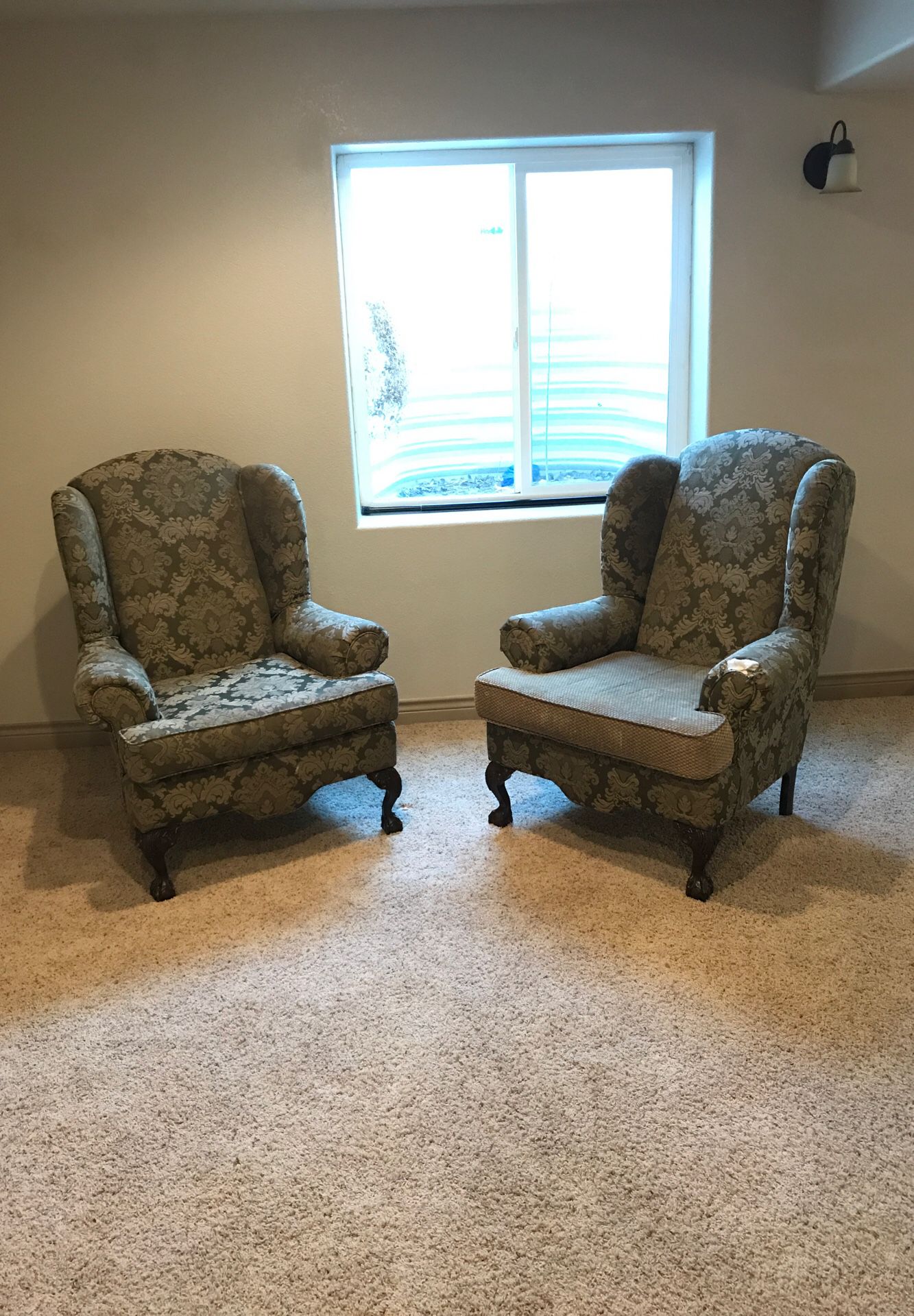 Set of high wingback chairs
