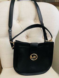 Michael Kors Shoulder/Cross Body Bag (Black Gold Emblem)