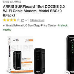 ARRIS SURFboard 16x4 DOCSIS 3.0 Wi-Fi Cable Modem, Model SBG10 (Black)