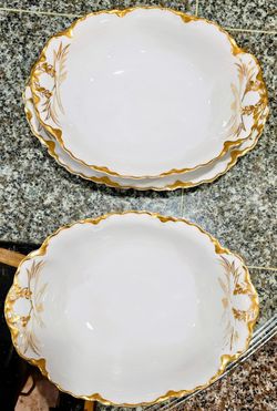 Antique Pierless Bavaria Porcelain Serving Set - Gold Gilt - 3 Pieces
