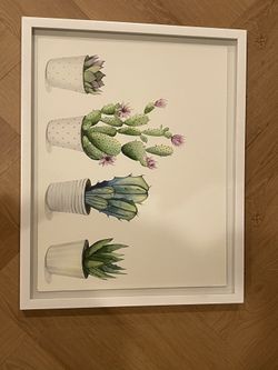 Cute Cactus Print With Frame