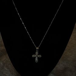 silver-toned cross pendant necklace,