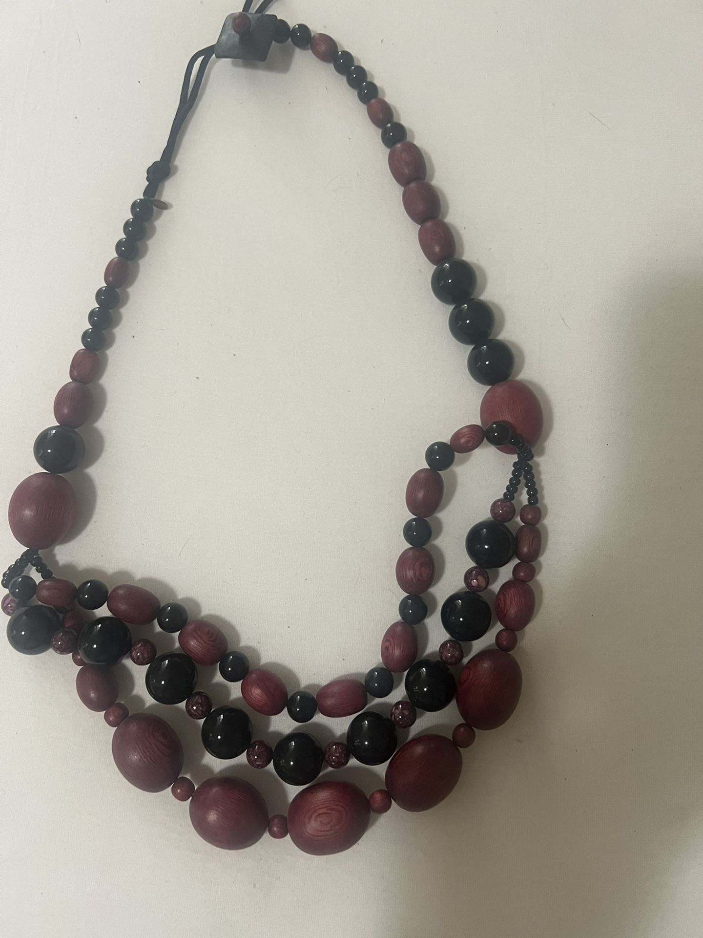 Designer Wine And Black Statement Beaded Necklace