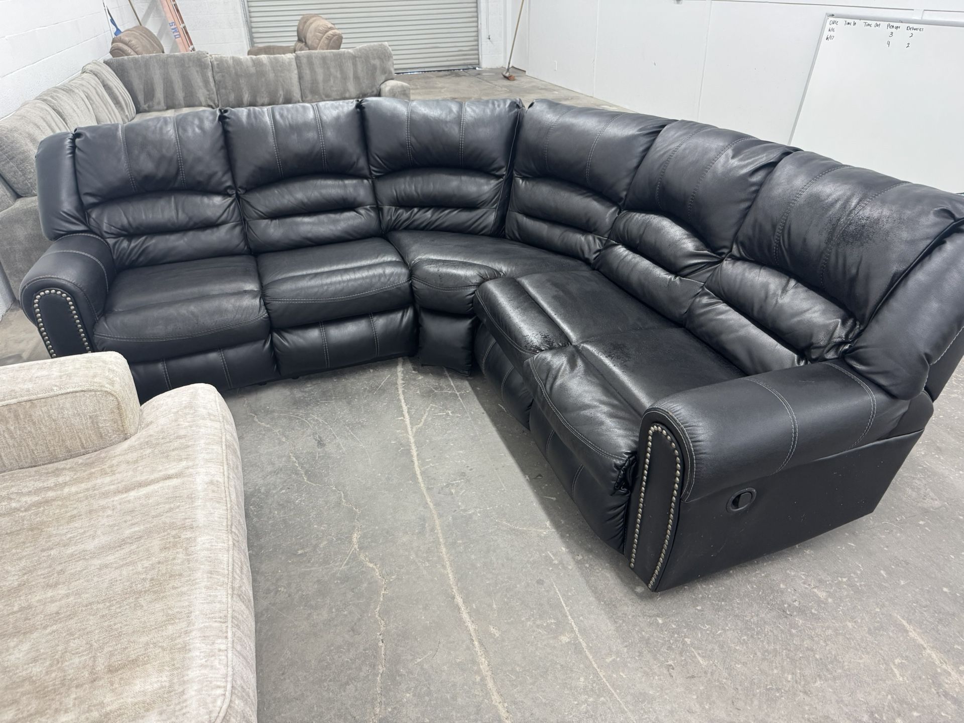 Free Delivery* Like New Black Faux Leather Sectional Sofa! #SofaKingLV