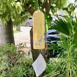 24” Yellow Scuba Tank Garden Bell: 24”H x 7.5”W