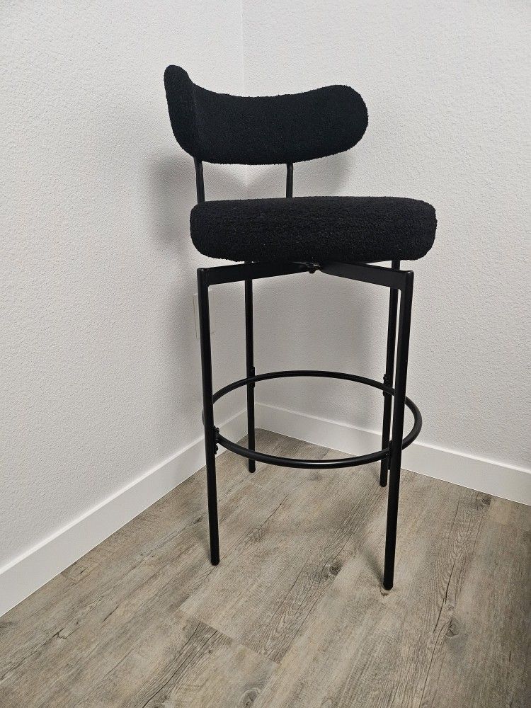 2 Black Sherpa Swivel Bar Stool