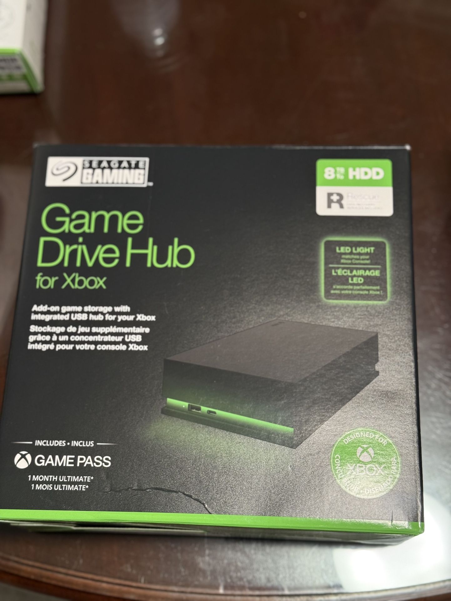 Seagate - Game Drive for Xbox 8TB External USB 3.2 Gen 1 Desktop Hard Drive with Certified Xbox Green LED Lighting - Black