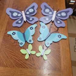 6 Piece Butterfly Wall Hangings 