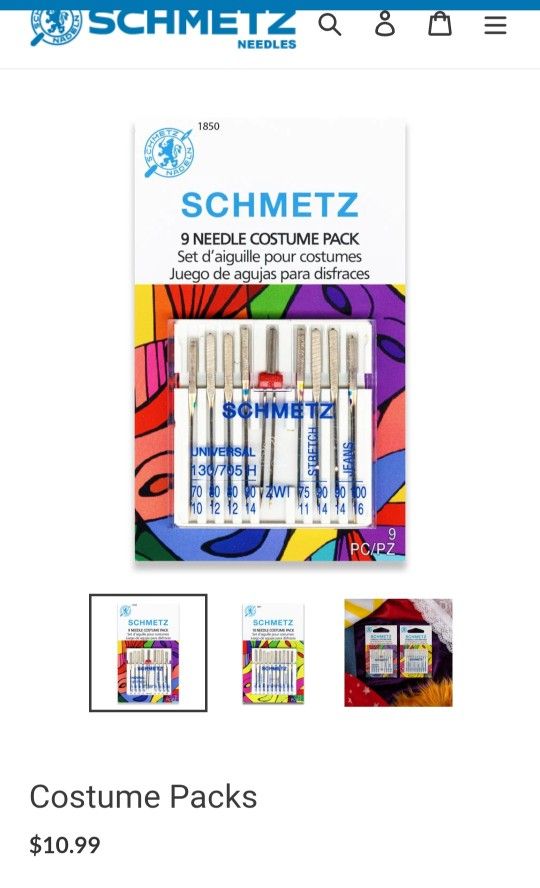 Schmetz 9 And 10 Needle Costume Pack