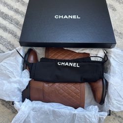 Chanel boot Calfskin Quilted CC boots Sz 38